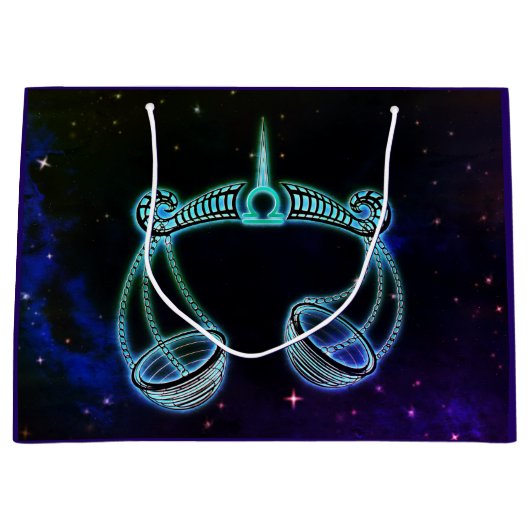 天秤座はかりで測〔占星術の〕十二宮図抱き枕 ラージペーパーバッグ (正面)