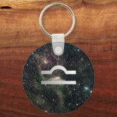 天秤座はかりで測〔占星術の〕十二宮図星印ユニバース キーホルダー (正面)