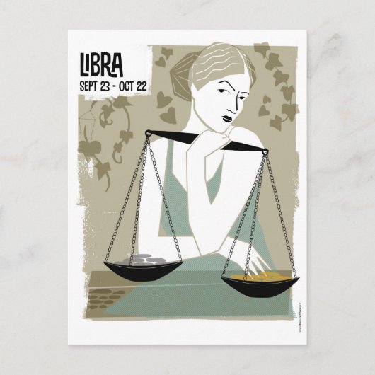 天秤座はかりで測〔占星術の〕十二宮図 ポストカード (正面)