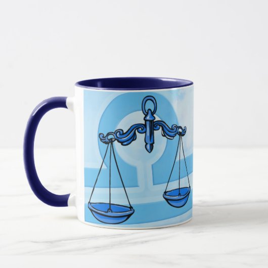 天秤座は"スケール"印の青く占星術のなマグを乾燥します マグカップ (左)