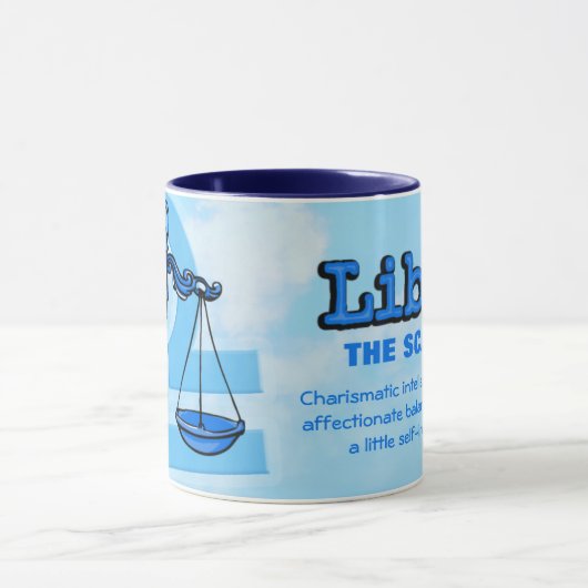 天秤座は"スケール"印の青く占星術のなマグを乾燥します マグカップ (中央)