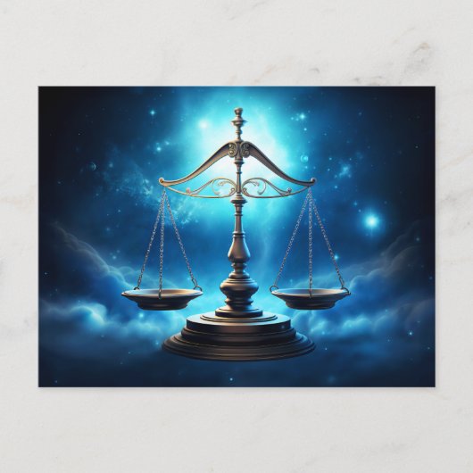 天秤座イラストレーション〔占星術の〕十二宮図標識 ポストカード (正面)