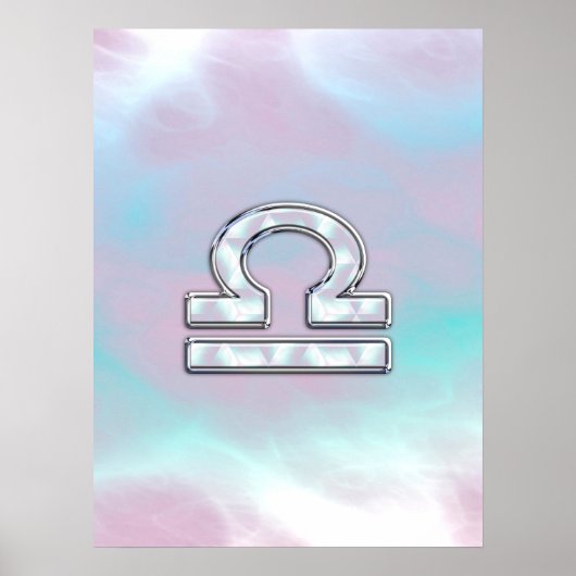 天秤座エレガント〔占星術の〕十二宮図サインマザーオブパールスタイル ポスター (正面)