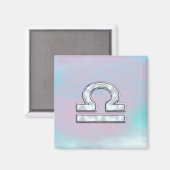 天秤座エレガント〔占星術の〕十二宮図サインマザーオブパールスタイル マグネット (正面/裏面)