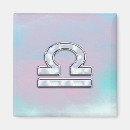 天秤座エレガント〔占星術の〕十二宮図サインマザーオブパールスタイル マグネット (正面)