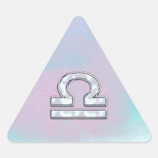 天秤座エレガント〔占星術の〕十二宮図サインマザーオブパールスタイル 三角形シール (正面)