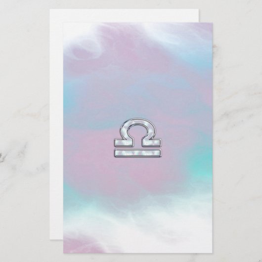 天秤座エレガント〔占星術の〕十二宮図サインマザーオブパールスタイル 便箋 (正面/裏面)