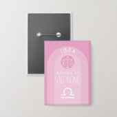 天秤座カスタム誕生日 – 〔占星術の〕十二宮図-モダンデザイン 缶バッジ (正面/裏面)