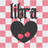 天秤座ゴシックエステティック市松模様にさくらんぼアート シール (正面)