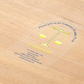 天秤座ゴールデンはかりで測スターサイン誕生日パーティー アクリル招待状 (レイダウン)