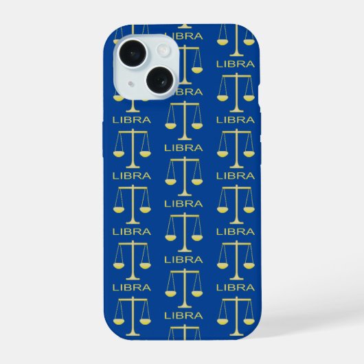 天秤座ゴールデンはかりで測スターパターン（の模様が）あるサイン iPhone 15ケース (裏面)