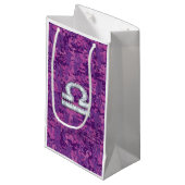 天秤座サインオン明るい赤紫色デジタル迷彩柄 スモールペーパーバッグ (正面アングル)
