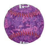 天秤座サインオン明るい赤紫色デジタル迷彩柄 野球ボール (裏面)