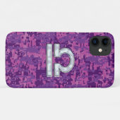 天秤座サインオン明るい赤紫色デジタル迷彩柄 Case-Mate iPhoneケース (裏面(横))
