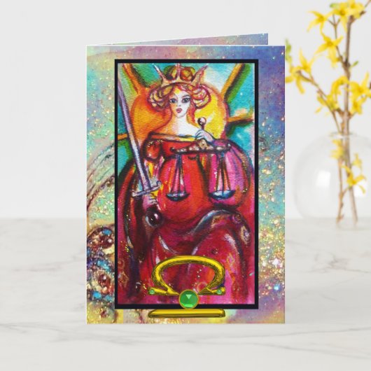 天秤座ジャスティスタロット占星術〔占星術の〕十二宮図誕生日 カード (黄色い花)