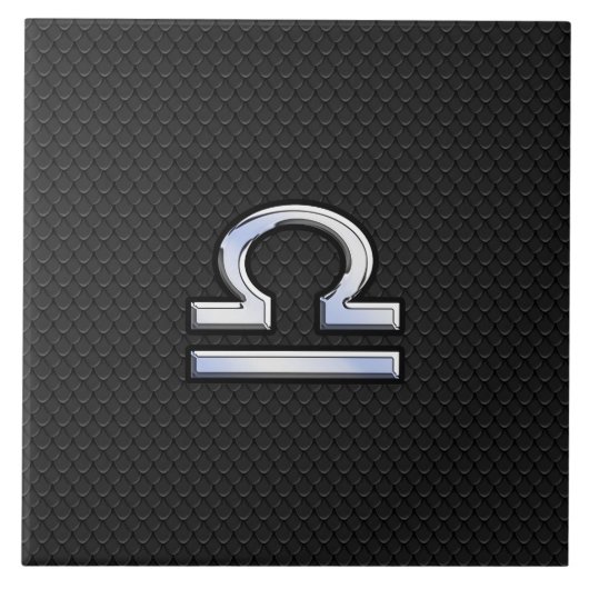 天秤座スタイリッシュ〔占星術の〕十二宮図サインブラックスネークスキンデコール タイル (正面)