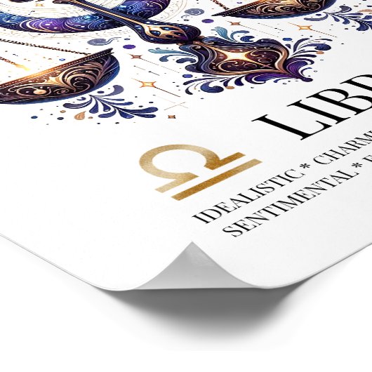 天秤座パーソナライズされたエレガント〔占星術の〕十二宮図水色 ポスター (角)