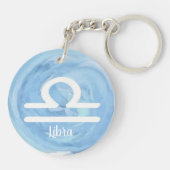 天秤座パーソナライズされた水色〔占星術の〕十二宮図標識 キーホルダー (裏面)