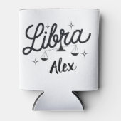 天秤座パーソナライズされた〔占星術の〕十二宮図サインアート 缶クーラー (正面)