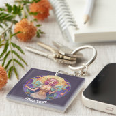 天秤座パーソナライズされた〔占星術の〕十二宮図標識 キーホルダー (正面右)