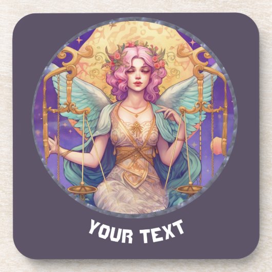 天秤座パーソナライズされた〔占星術の〕十二宮図標識 コースター (正面)