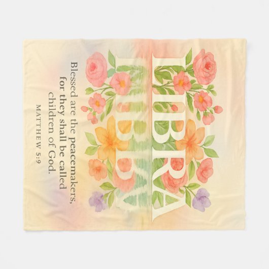 天秤座ピースメーカーウォーターカラーフリースブランケット フリースブランケット (正面(横))