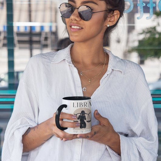 天秤座フェミニン〔占星術の〕十二宮図デザインブラウンブラック15オズ マグカップ