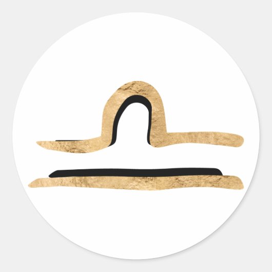 天秤座ブラック金ゴールドテクスチャ〔占星術の〕十二宮図星占い記号 ラウンドシール (正面)