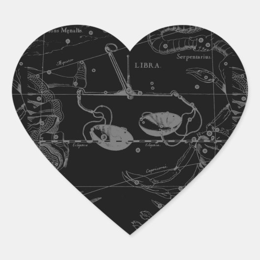 天秤座ヘベリアス1690黒地図 ハートシール (正面)