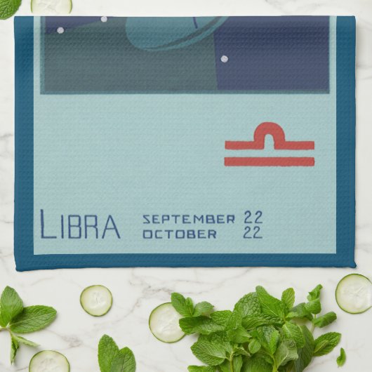天秤座ヴィンテージ〔占星術の〕十二宮図占星術 キッチンタオル (折り畳み)