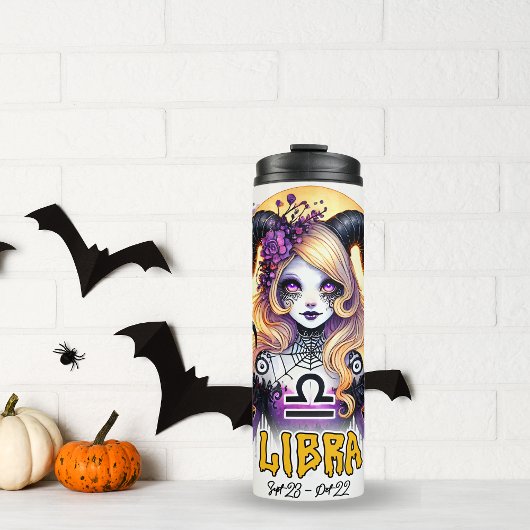 天秤座不気味〔占星術の〕十二宮図ハロウィーン誕生日ギフト タンブラー