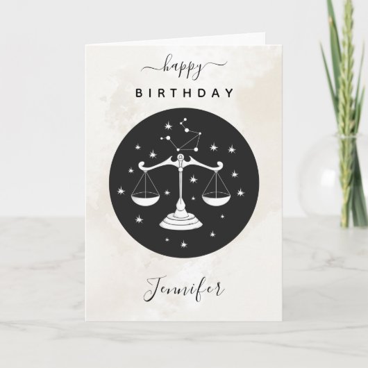 天秤座占星術〔占星術の〕十二宮図スターサイン占星術大理石 カード (正面)