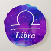 天秤座記号パープルブルー宇宙星雲 ラウンドクッション (裏面)