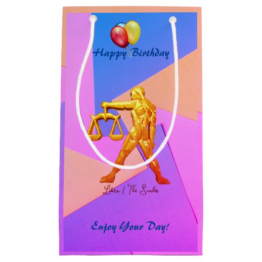 天秤座誕生日はかりで測9月23日~10月22日 スモールペーパーバッグ (正面)