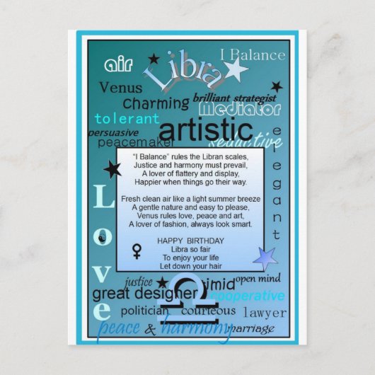 天秤座誕生日 ポストカード (正面)