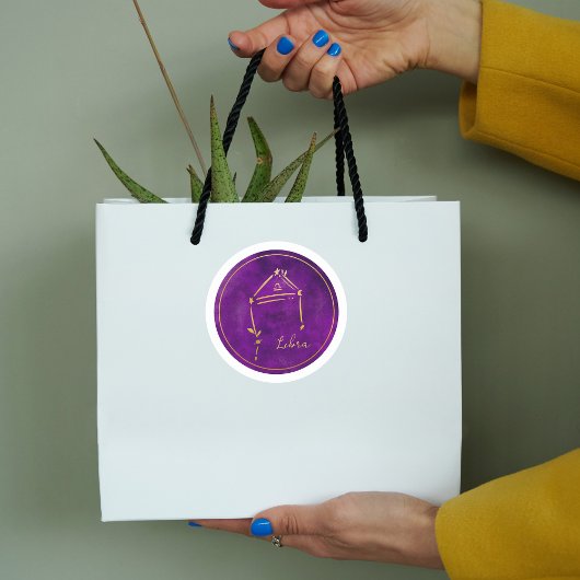 天秤座金箔〔占星術の〕十二宮図星座 ラウンドシール