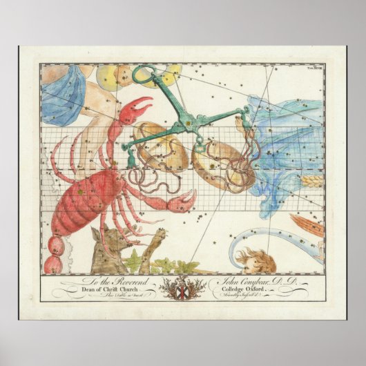 天秤座、がん、および隣接する星 ポスター (正面)