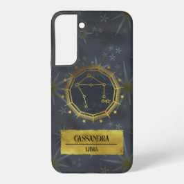 天秤座 ダークゾディアック占星術 ブラック&ゴールド SAMSUNG GALAXY S22+ケース