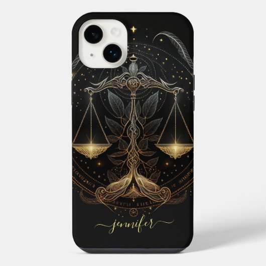 天秤座 ブラック ゴールド Case-Mate iPhoneケース iPhone 14 Plusケース (裏面)