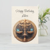 天秤座 ミニマル 誕生日 フラット カード (スタンド正面)