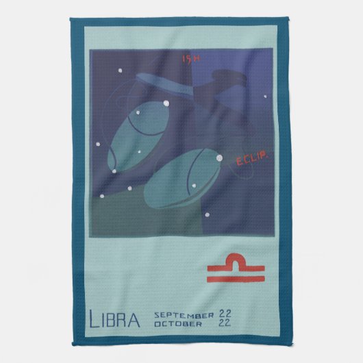 天秤座 ヴィンテージ 占星術 黄道十二星座 キッチンタオル (縦)