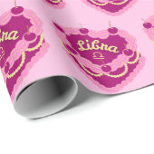 天秤座〔占星術の〕十二宮図コケットハートお誕生日ケーキ ラッピングペーパー (ロールコーナー)