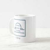 天秤座〔占星術の〕十二宮図サインおもしろい引用文ブルー文字誕生日 コーヒーマグカップ (正面左)