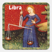 天秤座〔占星術の〕十二宮図サインはかりで測誕生日パーティー スクエアシール (正面)