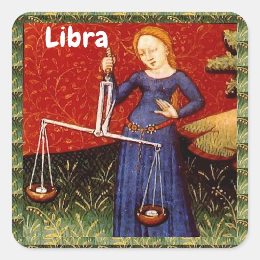 天秤座〔占星術の〕十二宮図サインはかりで測誕生日パーティー スクエアシール (正面)