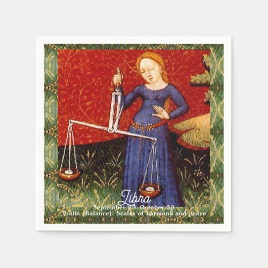 天秤座〔占星術の〕十二宮図サインはかりで測誕生日パーティー スタンダードカクテルナプキン (正面)