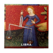 天秤座〔占星術の〕十二宮図サインはかりで測誕生日パーティー タイル (正面)
