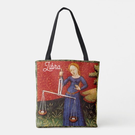 天秤座〔占星術の〕十二宮図サインはかりで測誕生日パーティー トートバッグ (裏面)