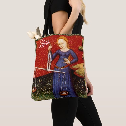天秤座〔占星術の〕十二宮図サインはかりで測誕生日パーティー トートバッグ (クローズアップ)