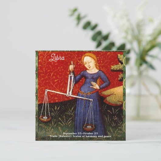 天秤座〔占星術の〕十二宮図サインはかりで測誕生日パーティー 招待状 (スタンド正面)